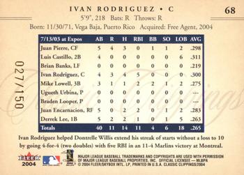 2004 Fleer Classic Clippings - First Edition #68 Ivan Rodriguez Back