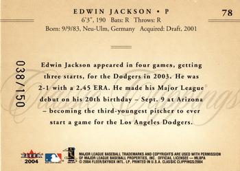 2004 Fleer Classic Clippings - First Edition #78 Edwin Jackson Back