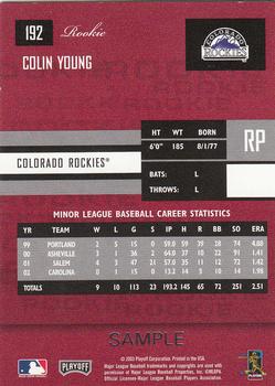 2003 Playoff Prestige #192 Colin Young Back