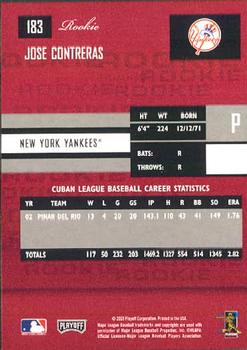 2003 Playoff Prestige #183 Jose Contreras Back