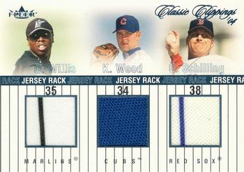 2004 Fleer Classic Clippings - Jersey Rack Triple Blue #WWS Dontrelle Willis / Kerry Wood / Curt Schilling Front