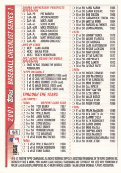 2001 Topps - Checklists Series 1 Red (Hobby) #4 Checklist 4: Inserts Back