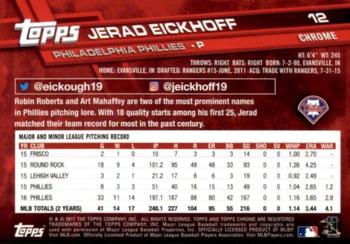 2017 Topps Chrome Sapphire Edition #12 Jerad Eickhoff Back