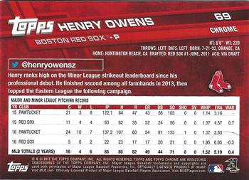 2017 Topps Chrome Sapphire Edition #69 Henry Owens Back