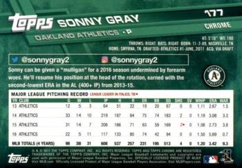 2017 Topps Chrome Sapphire Edition #177 Sonny Gray Back