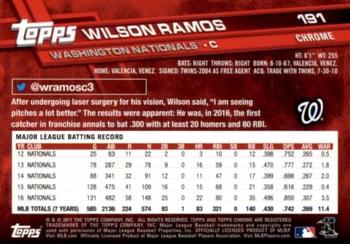 2017 Topps Chrome Sapphire Edition #191 Wilson Ramos Back