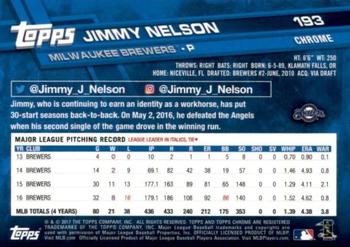 2017 Topps Chrome Sapphire Edition #193 Jimmy Nelson Back