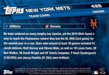 2017 Topps Chrome Sapphire Edition #426 New York Mets Back