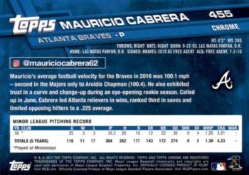 2017 Topps Chrome Sapphire Edition #455 Mauricio Cabrera Back