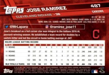 2017 Topps Chrome Sapphire Edition #487 Jose Ramirez Back