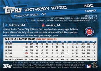 2017 Topps Chrome Sapphire Edition #500 Anthony Rizzo Back
