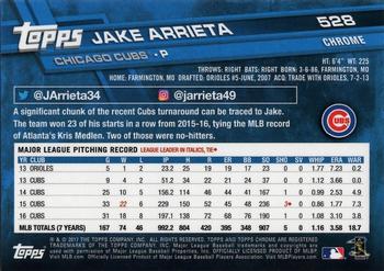 2017 Topps Chrome Sapphire Edition #528 Jake Arrieta Back