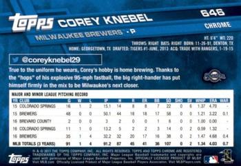 2017 Topps Chrome Sapphire Edition #646 Corey Knebel Back