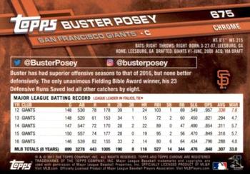 2017 Topps Chrome Sapphire Edition #675 Buster Posey Back