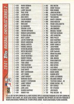 2001 Topps - Checklists Series 2 Red (Hobby) #2 Checklist 2: 569-728 Back