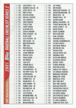 2001 Topps - Checklists Series 2 Red (Hobby) #3 Checklist 3: 728-792 and Inserts Front