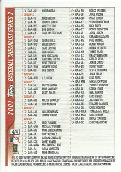 2001 Topps - Checklists Series 2 Red (Hobby) #4 Checklist 4: Inserts Back