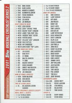 2001 Topps - Checklists Series 2 Red (Hobby) #4 Checklist 4: Inserts Front