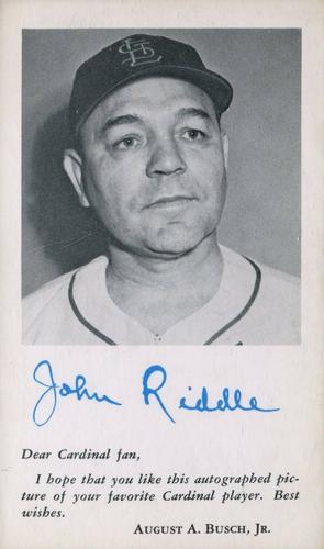 1954 St. Louis Cardinals Photocards #NNO John Riddle Front