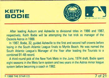 1988 Star Managers #7 Keith Bodie Back