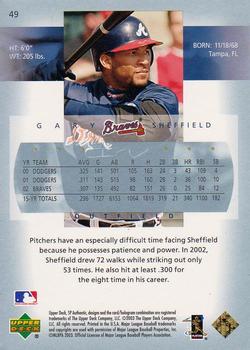 2003 SP Authentic #49 Gary Sheffield Back