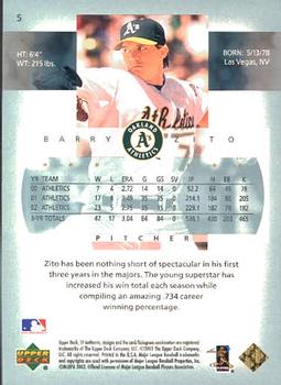 2003 SP Authentic #5 Barry Zito Back