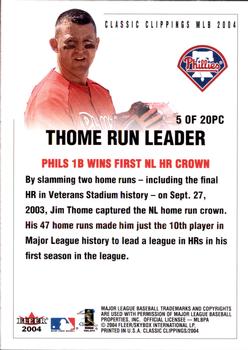 2004 Fleer Classic Clippings - Press Clippings #5 PC Jim Thome Back