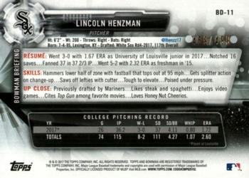 2017 Bowman Draft - Silver #BD-11 Lincoln Henzman Back