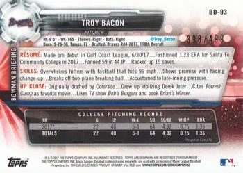 2017 Bowman Draft - Silver #BD-93 Troy Bacon Back