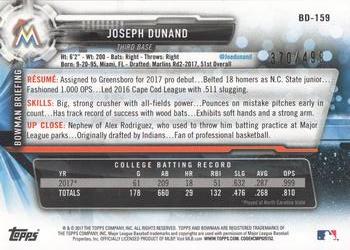 2017 Bowman Draft - Silver #BD-159 Joseph Dunand Back