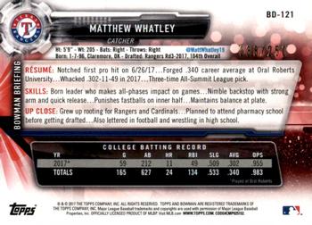 2017 Bowman Draft - Purple #BD-121 Matthew Whatley Back