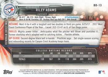 2017 Bowman Draft - Green #BD-13 Riley Adams Back