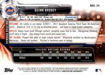 2017 Bowman Draft - Chrome #BDC-24 Quinn Brodey Back
