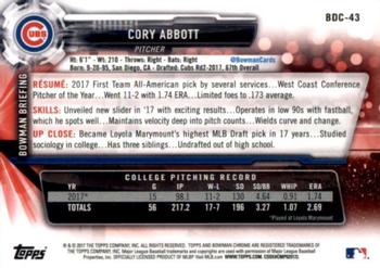 2017 Bowman Draft - Chrome #BDC-43 Cory Abbott Back