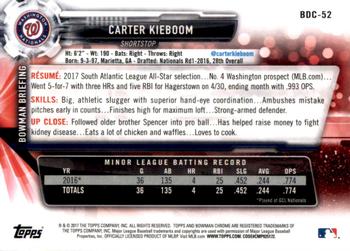 2017 Bowman Draft - Chrome #BDC-52 Carter Kieboom Back
