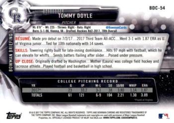 2017 Bowman Draft - Chrome #BDC-54 Tommy Doyle Back