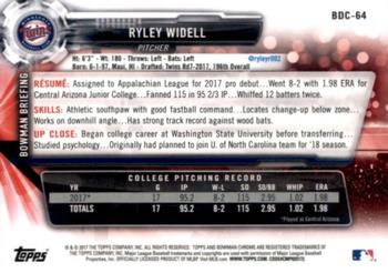 2017 Bowman Draft - Chrome #BDC-64 Ryley Widell Back
