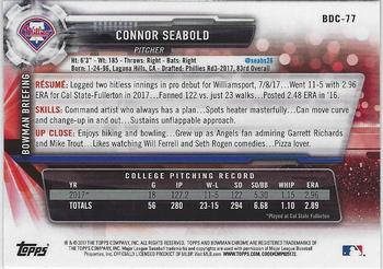 2017 Bowman Draft - Chrome #BDC-77 Connor Seabold Back