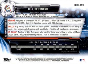 2017 Bowman Draft - Chrome #BDC-159 Joseph Dunand Back