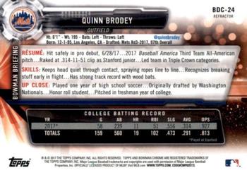 2017 Bowman Draft - Chrome Refractor #BDC-24 Quinn Brodey Back