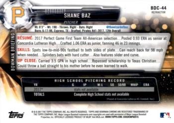 2017 Bowman Draft - Chrome Refractor #BDC-44 Shane Baz Back