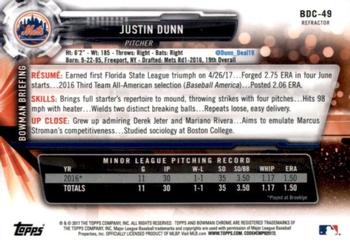 2017 Bowman Draft - Chrome Refractor #BDC-49 Justin Dunn Back