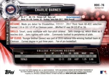 2017 Bowman Draft - Chrome Refractor #BDC-76 Charlie Barnes Back