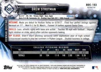 2017 Bowman Draft - Chrome Refractor #BDC-103 Drew Strotman Back