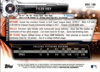 2017 Bowman Draft - Chrome Refractor #BDC-106 Tyler Ivey Back