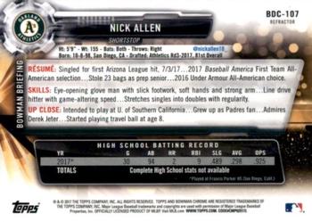 2017 Bowman Draft - Chrome Refractor #BDC-107 Nick Allen Back