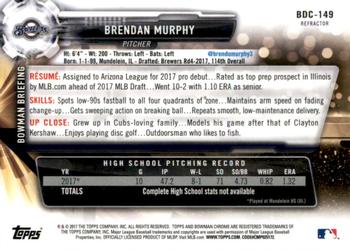 2017 Bowman Draft - Chrome Refractor #BDC-149 Brendan Murphy Back