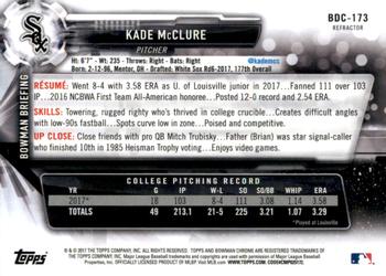 2017 Bowman Draft - Chrome Refractor #BDC-173 Kade McClure Back