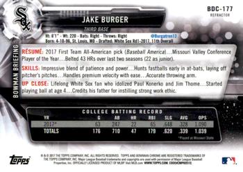 2017 Bowman Draft - Chrome Refractor #BDC-177 Jake Burger Back
