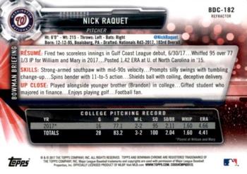 2017 Bowman Draft - Chrome Refractor #BDC-182 Nick Raquet Back
